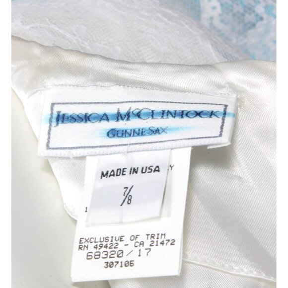 Vtg 80s Jessica McClintock GUNNE SAX Lace White Dress Wedding Prom sz 7/8 /817 - Picture 6 of 6